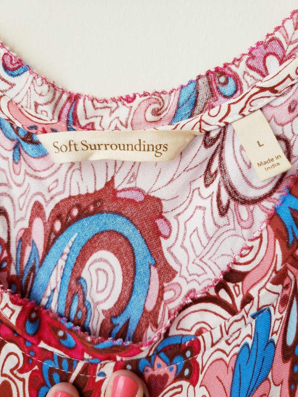 Soft Surroundings Pink Blue Paisley Print Tiered Maxi Dress - Picture 5 of 15